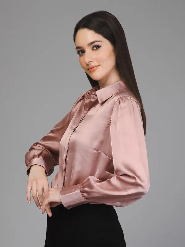 Pink_Satin_Solid_Full_Sleeve_Hip_Length_Shirt_For_Women