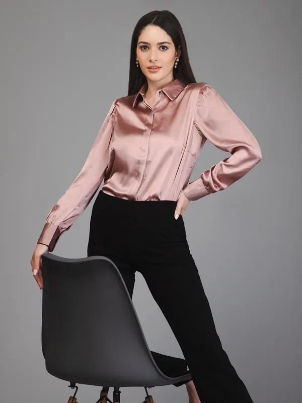 Pink_Satin_Solid_Full_Sleeve_Hip_Length_Shirt_For_Women