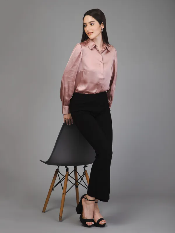 Pink_Satin_Solid_Full_Sleeve_Hip_Length_Shirt_For_Women