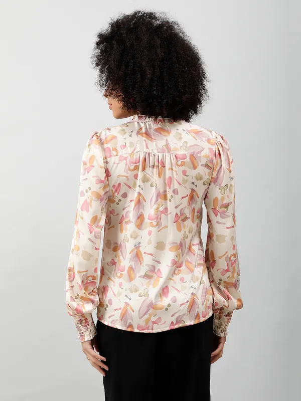 Tie-Up_Neck_Smocked_Satin_Top