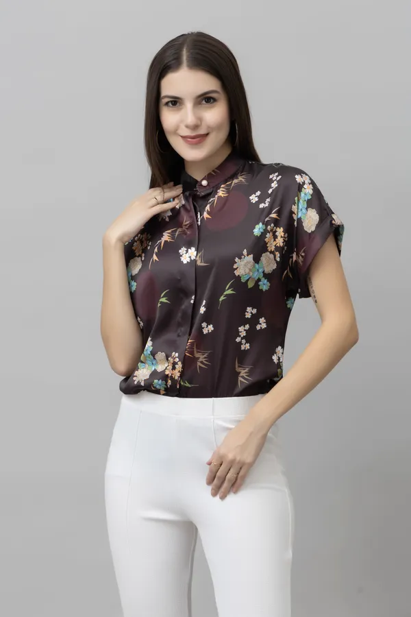 Black,_White_&_Green_Satin_Floral_Print_Full_Sleeve_Mandarin_Collar_Hip_Length_Shirt_For_Women_&_Girls