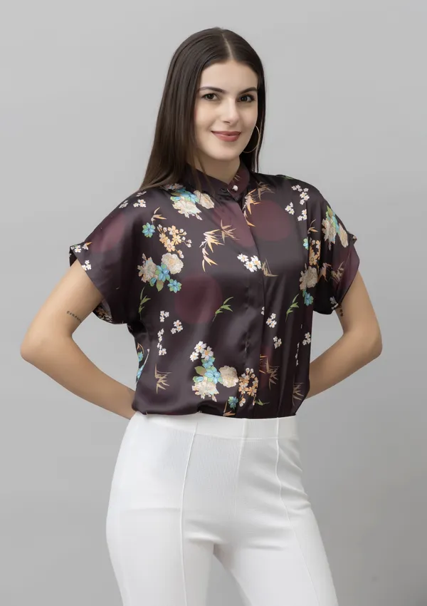 Black,_White_&_Green_Satin_Floral_Print_Full_Sleeve_Mandarin_Collar_Hip_Length_Shirt_For_Women_&_Girls
