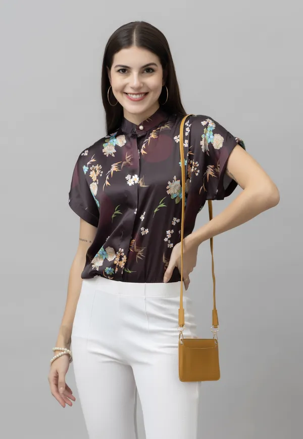 Black,_White_&_Green_Satin_Floral_Print_Full_Sleeve_Mandarin_Collar_Hip_Length_Shirt_For_Women_&_Girls