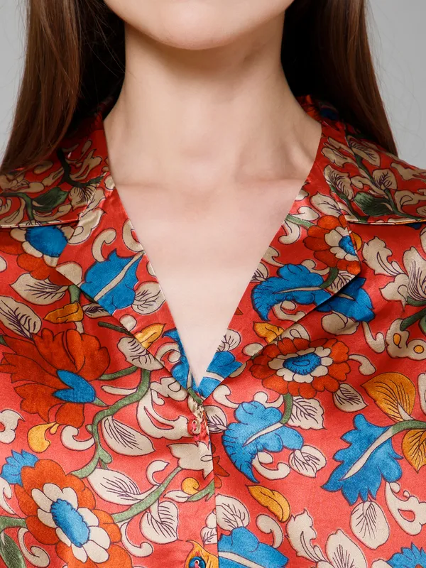 Kalamkari-Inspired_Floral_Print_Shirt_For_Women_&_Girls