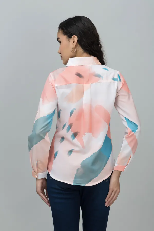 Orange,_White_&_Blue_Linen_Blend_Abstract_Full_Sleeve_Spread_Collar_Hip_Length_Shirt_For_Women_&_Girls