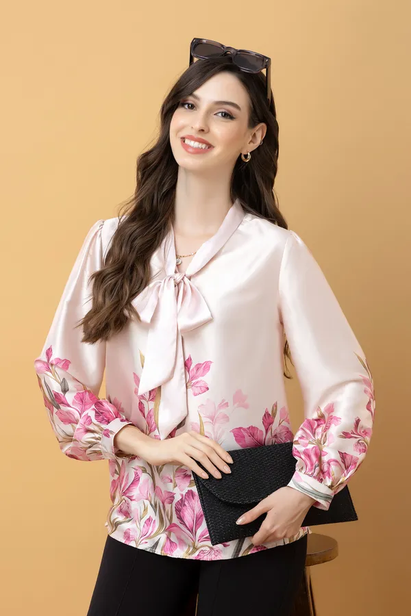 Tie-Up_Neck_Cuffed_Sleeves_Top