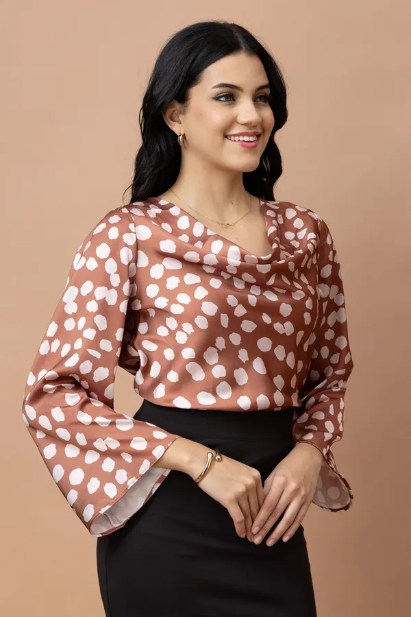 Cowl_Neck_Bell_Sleeves_Satin_Top