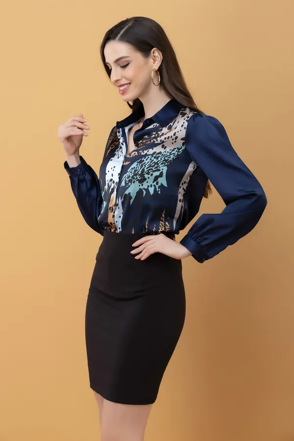 Multicolor_Satin_Printed_Full_Sleeve_Hip_Length_Shirt_For_Women
