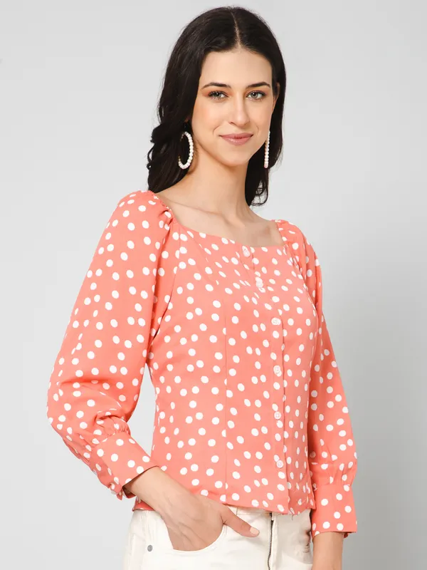 Polka_printed_blouson_top