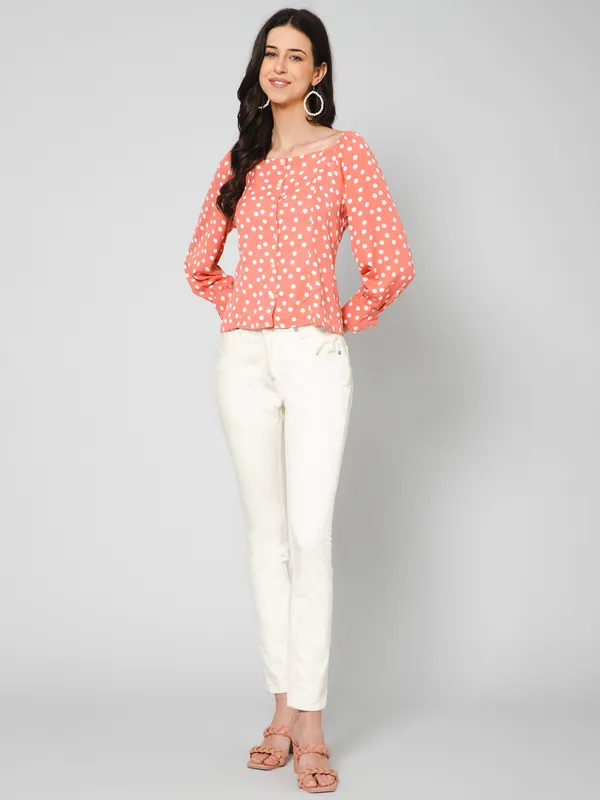 Polka_printed_blouson_top