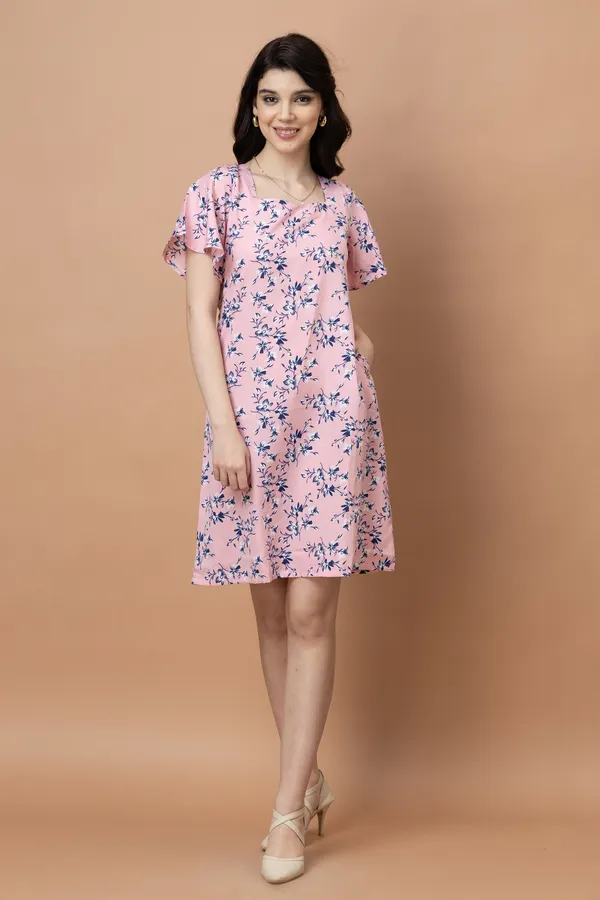 Floral_Square_Neck_Knee_Length_Dress