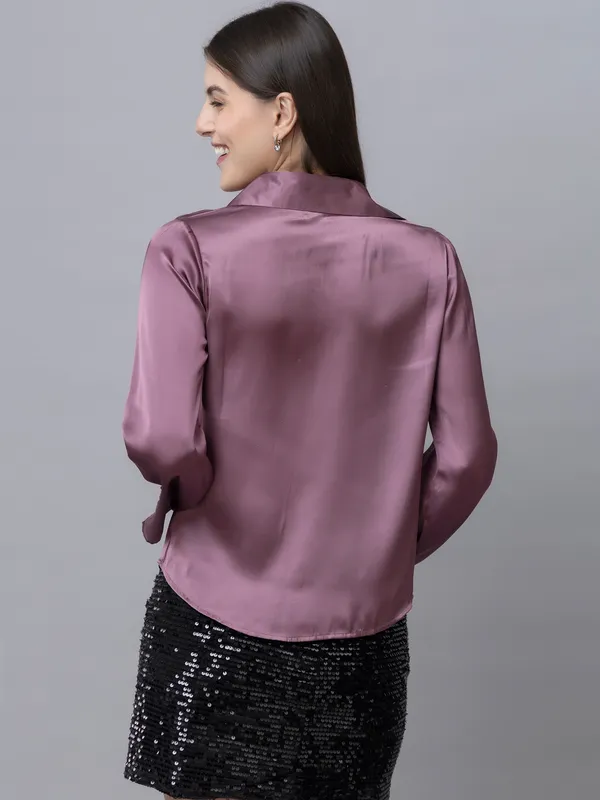 Purple_Satin_Solid_Full_Sleeve_Hip_Length_Shirt_For_Women