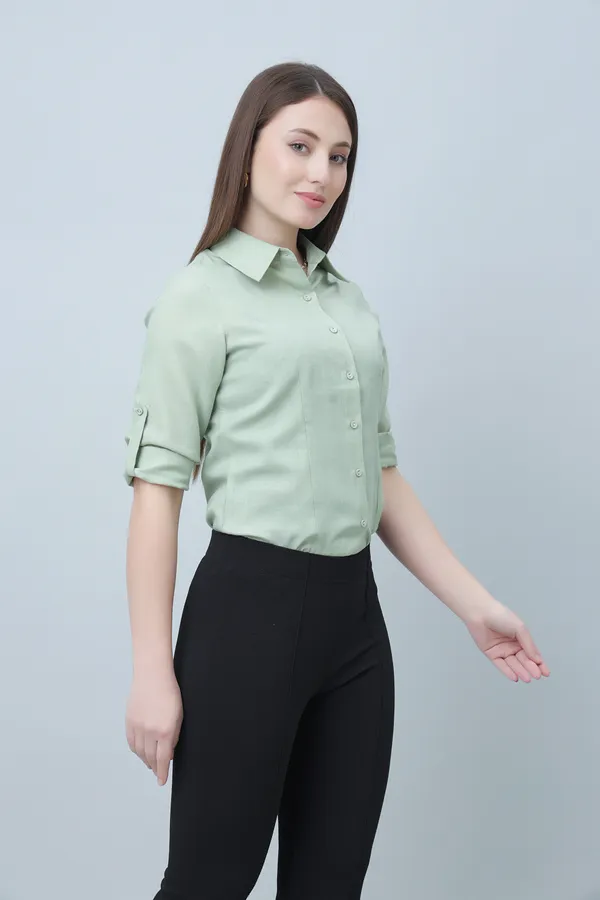 Green_Linen_Blend_Printed_Full_Sleeve_Hip_Length_Shirt_For_Women