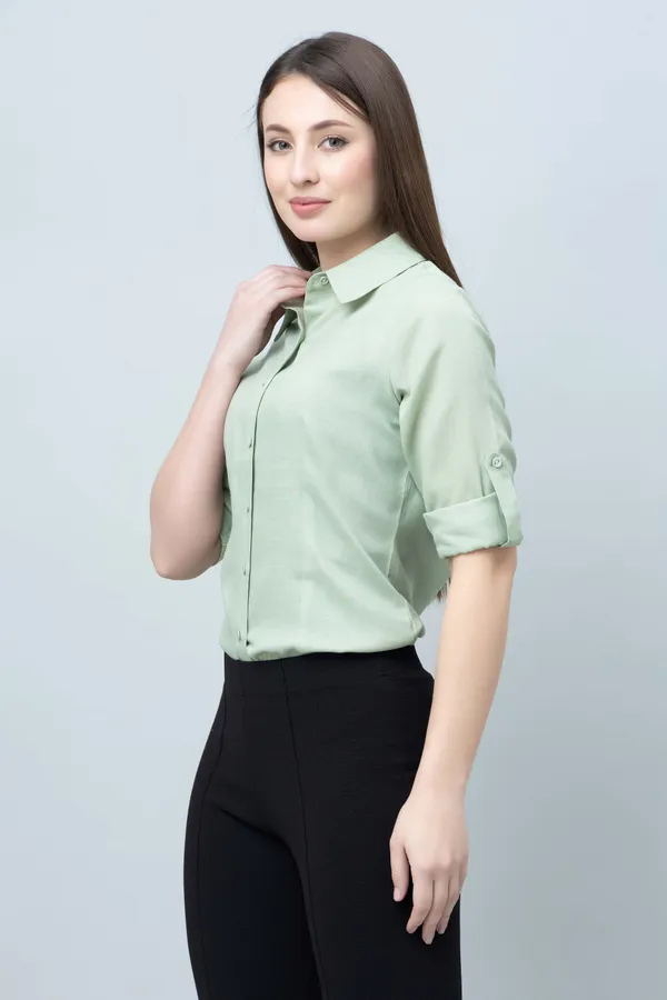 Green_Linen_Blend_Printed_Full_Sleeve_Hip_Length_Shirt_For_Women