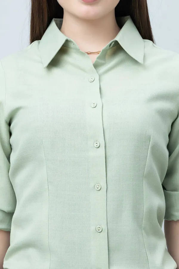 Green_Linen_Blend_Printed_Full_Sleeve_Hip_Length_Shirt_For_Women