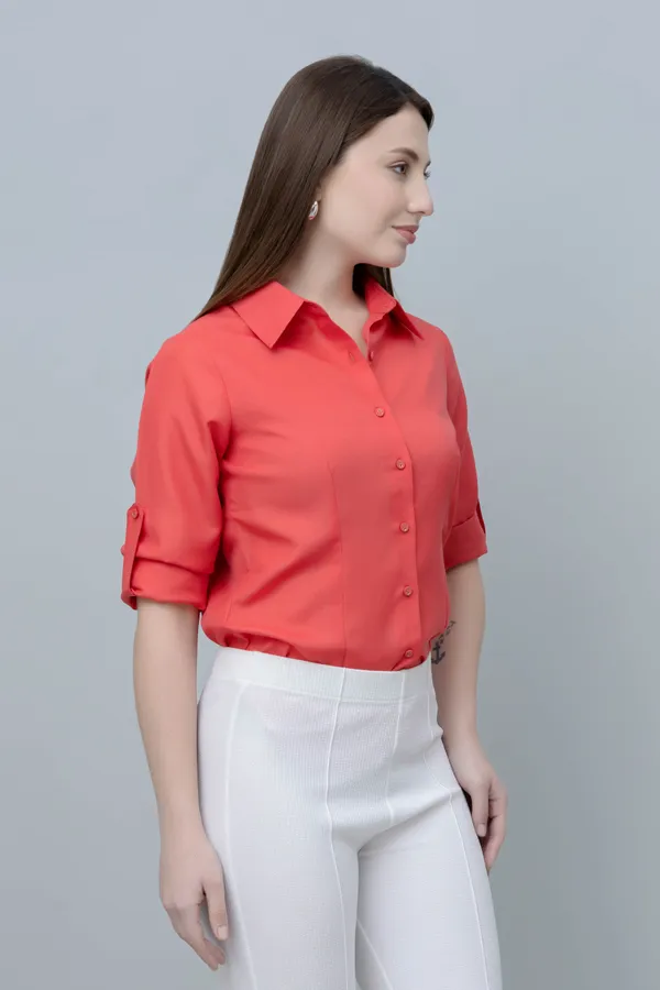 Red_Linen_Blend_Printed_Full_Sleeve_Hip_Length_Shirt_For_Women