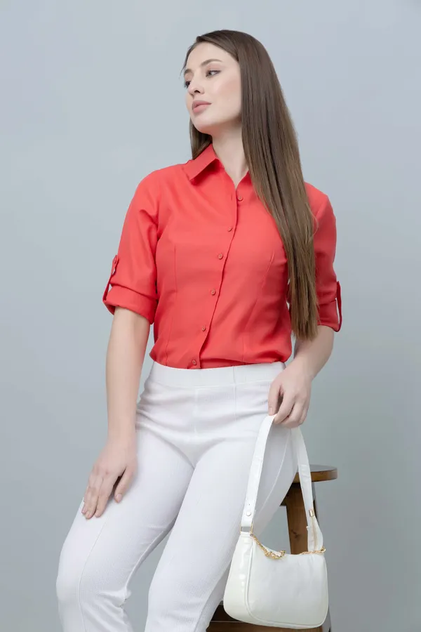 Red_Linen_Blend_Printed_Full_Sleeve_Hip_Length_Shirt_For_Women