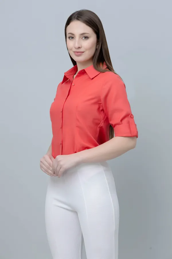 Red_Linen_Blend_Printed_Full_Sleeve_Hip_Length_Shirt_For_Women