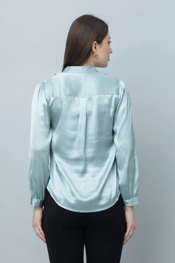 Green_Satin_Solid_Full_Sleeve_Hip_Length_Shirt_For_Women