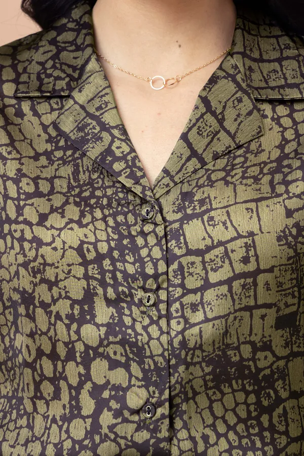Brown_Crocodile_Print_Cuban_Collar_Satin_Shirt