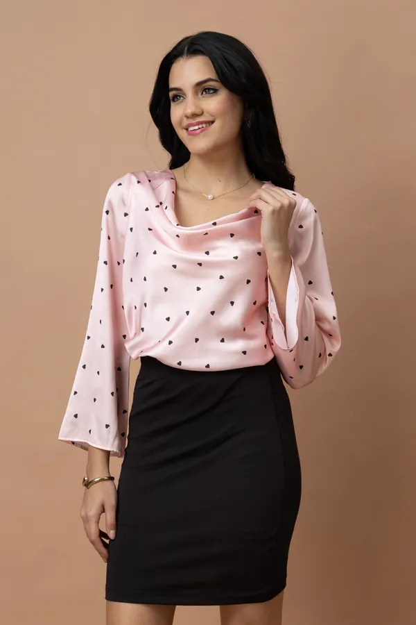 Cowl_Neck_Bell_Sleeves_Satin_Top