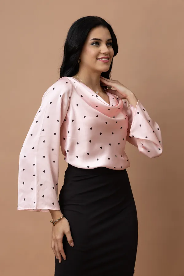 Cowl_Neck_Bell_Sleeves_Satin_Top