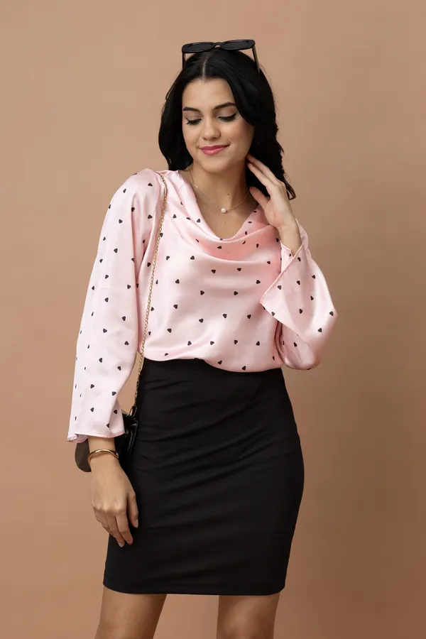 Cowl_Neck_Bell_Sleeves_Satin_Top