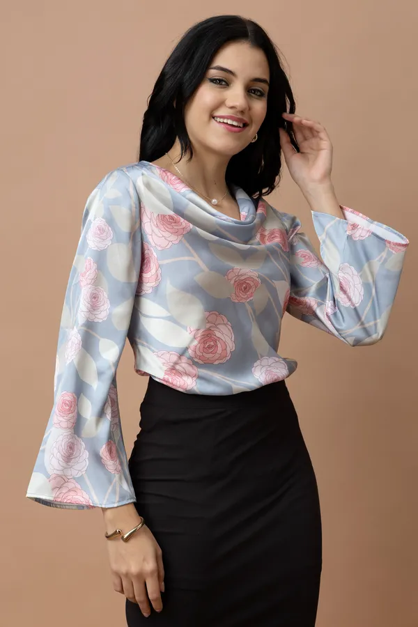 Cowl_Neck_Bell_Sleeves_Satin_Top