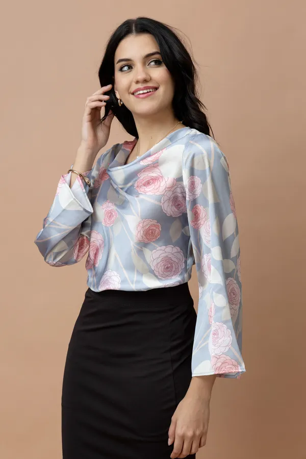 Cowl_Neck_Bell_Sleeves_Satin_Top