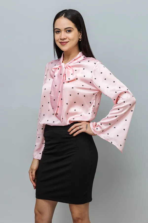 Tie-Up_Neck_Bell_Sleeves_Satin_Top