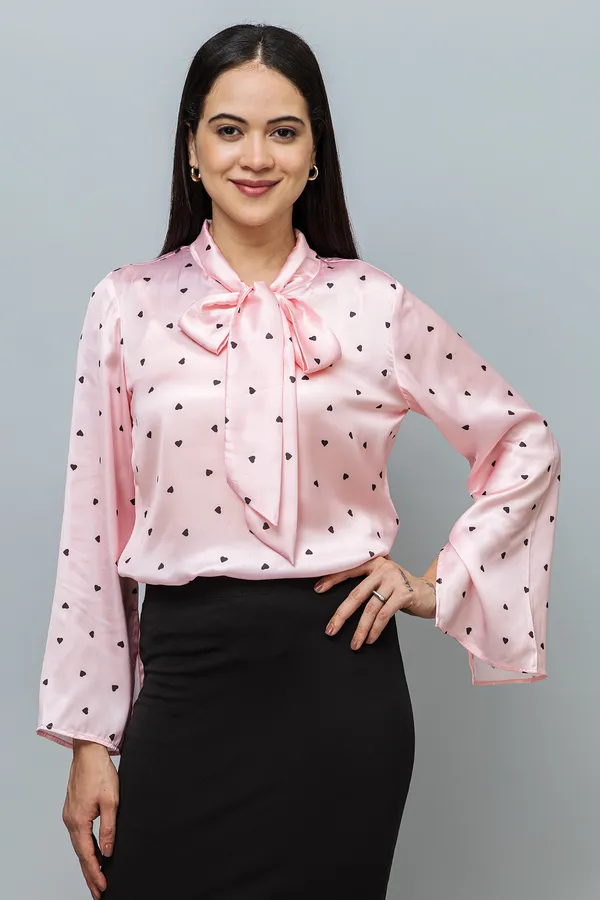 Tie-Up_Neck_Bell_Sleeves_Satin_Top