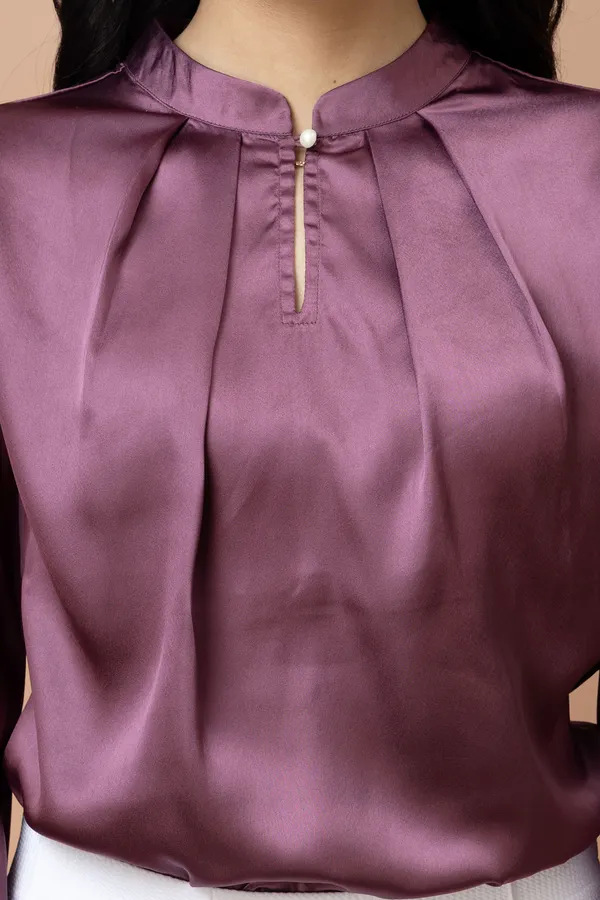 Pleated_Casual_Satin_Top