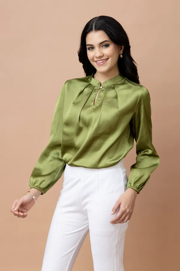 Pleated_Casual_Satin_Top
