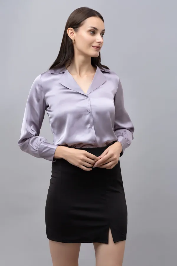 Purple_Satin_Solid_Full_Sleeve_Spread_Collar_Hip_Length_Shirt_For_Women_&_Girls