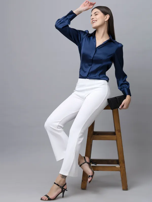 Dark_Blue_Satin_Solid_Full_Sleeve_Hip_Length_Shirt_For_Women