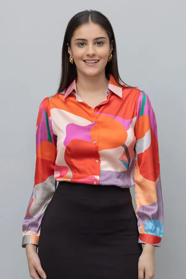 Multicolor_Satin_Printed_Full_Sleeve_Hip_Length_Shirt_For_Women