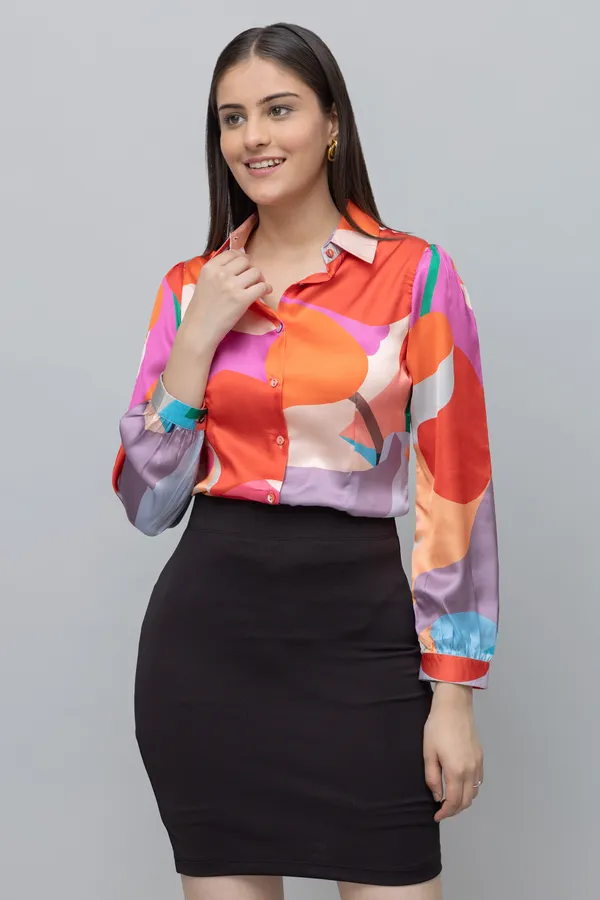 Multicolor_Satin_Printed_Full_Sleeve_Hip_Length_Shirt_For_Women
