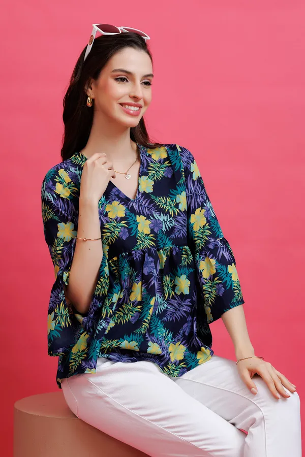 Tropical_Printed_Bell_Sleeves_Top