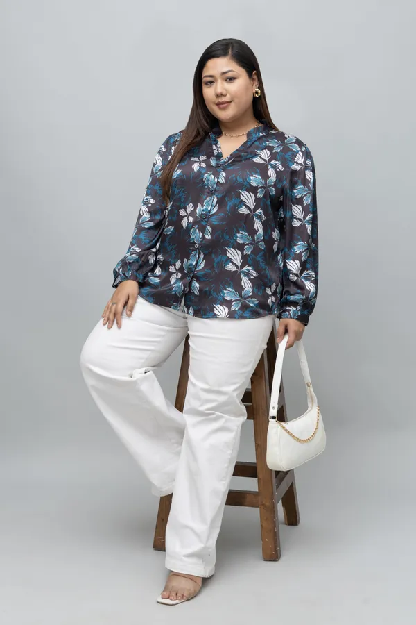 Women's_Plus_Size_Floral_Print_Satin_Shirt