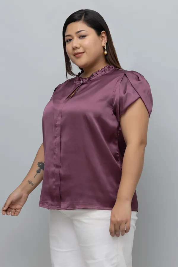 Women's_Plus_Size_Tulip_Sleeves_Satin_Top