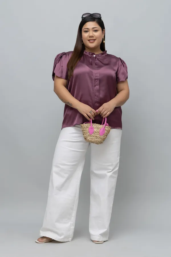 Women's_Plus_Size_Tulip_Sleeves_Satin_Top