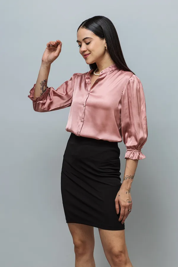 Spread_Collar_Elasticated_Sleeves_Satin_Shirt