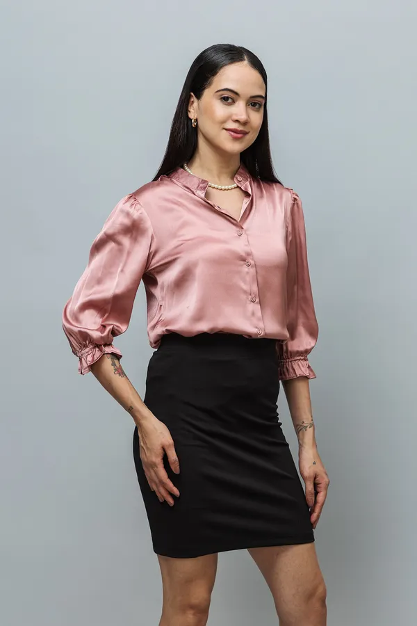 Spread_Collar_Elasticated_Sleeves_Satin_Shirt