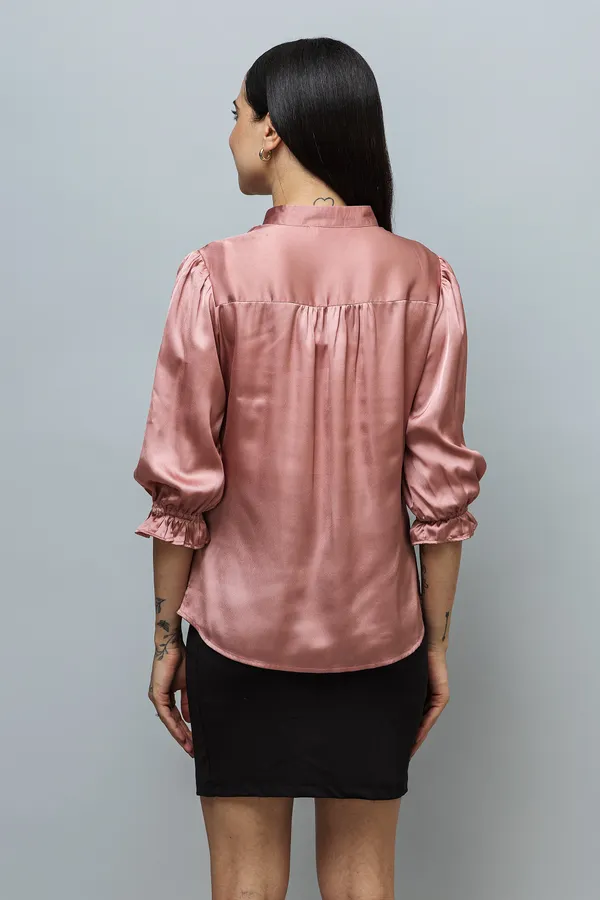 Spread_Collar_Elasticated_Sleeves_Satin_Shirt