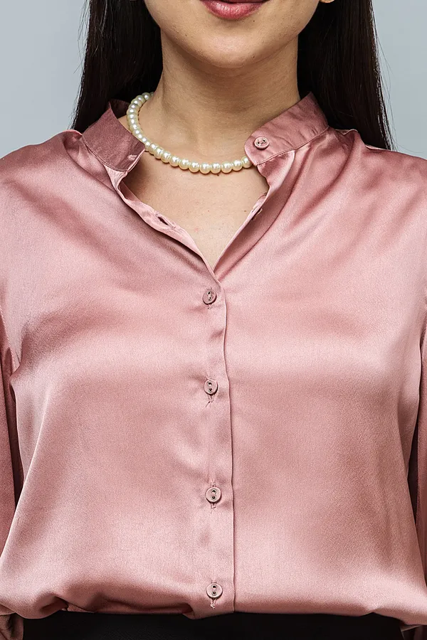 Spread_Collar_Elasticated_Sleeves_Satin_Shirt