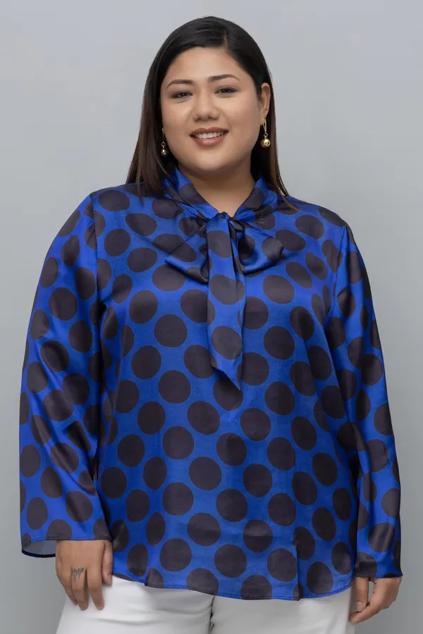 Women's_Plus_Size_Polka_Print_Tie_Top_For_Women
