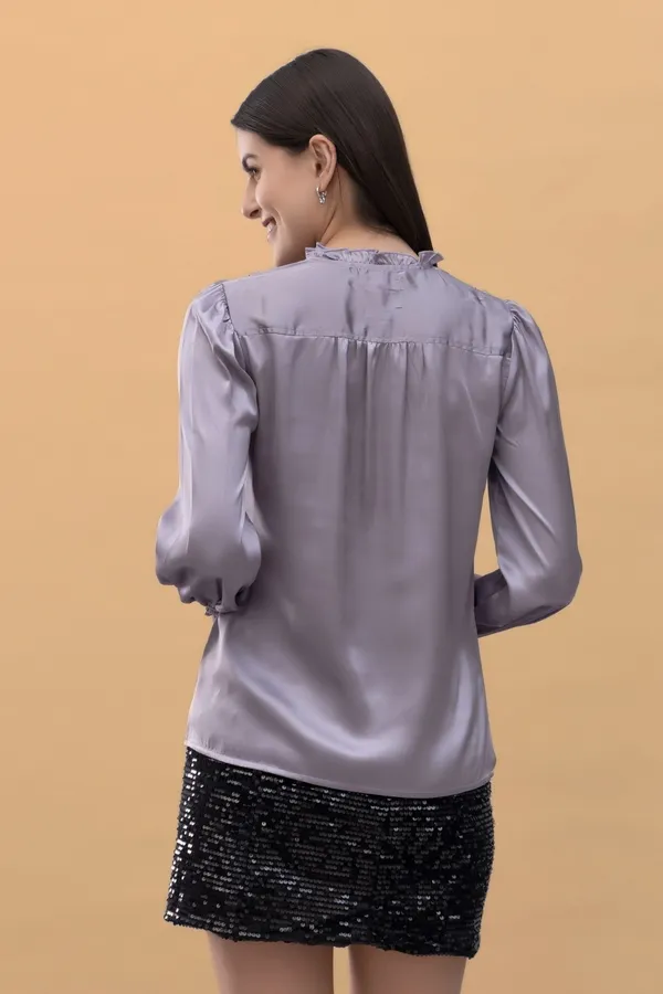 Tie-Up_Neck_Smocked_Sleeves_Satin_Top