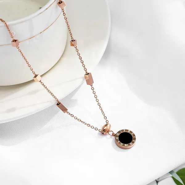 Rose_Gold_Roman_Alphabet_Black_And_White_Double-Sided_Round_Titanium_Steel_Cubic_Zirconia_rose_Gold-plated_Plated_Alloy,_Stainless_Steel