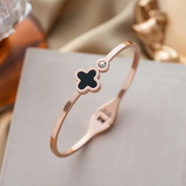Stainless_Steel_Rose_Gold-Plated_Bangle-Style_Anti_Tarnish_Clover_Bracelet