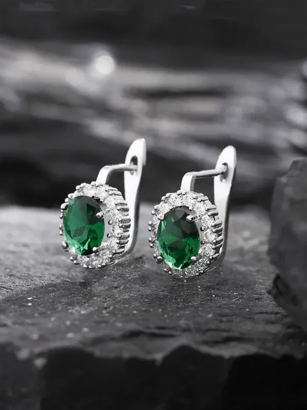 Silver_&__Green_Premium_Alloy_Earrings_For_Women
